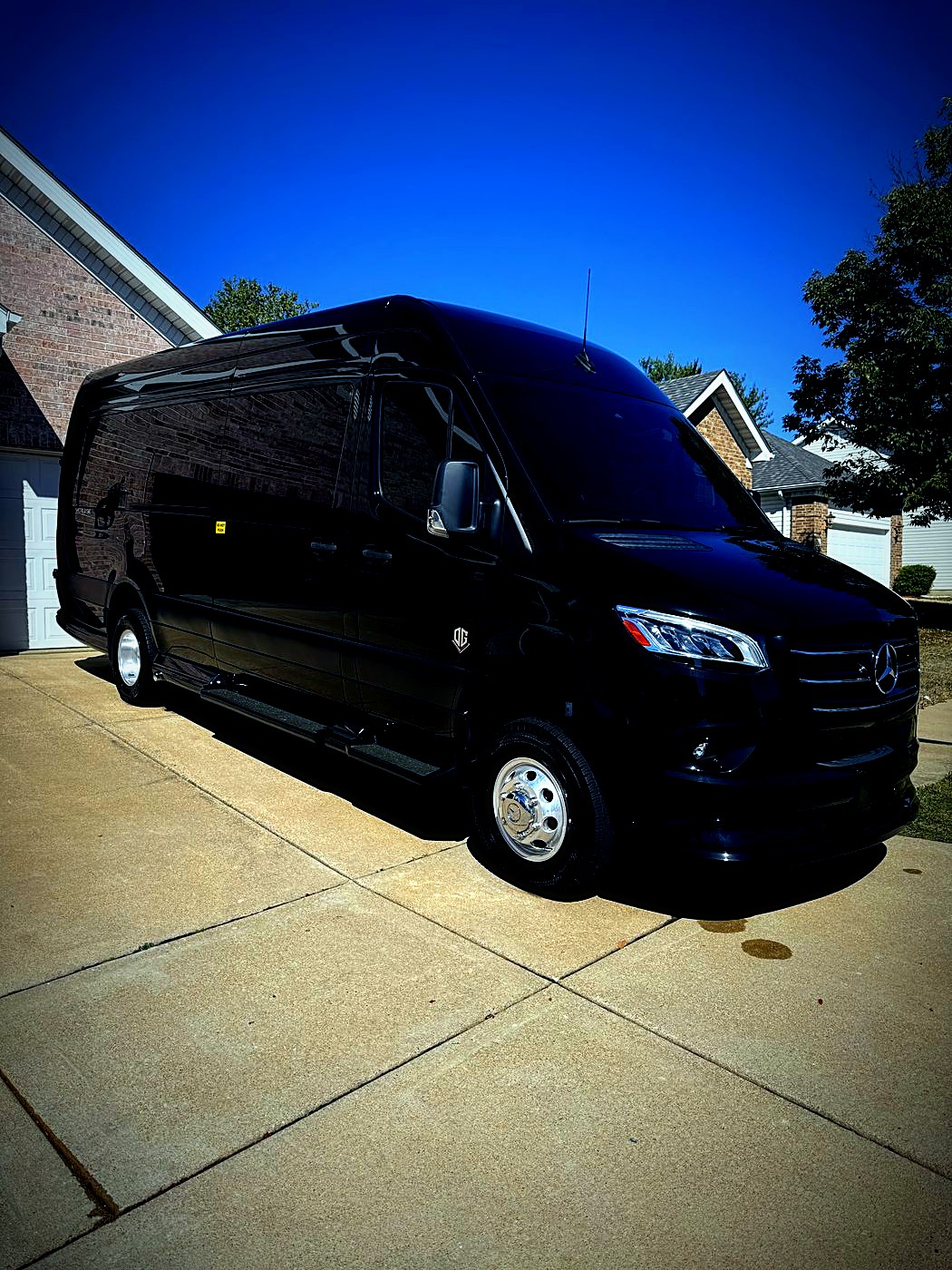 Black Mercedes Sprinter van detailed