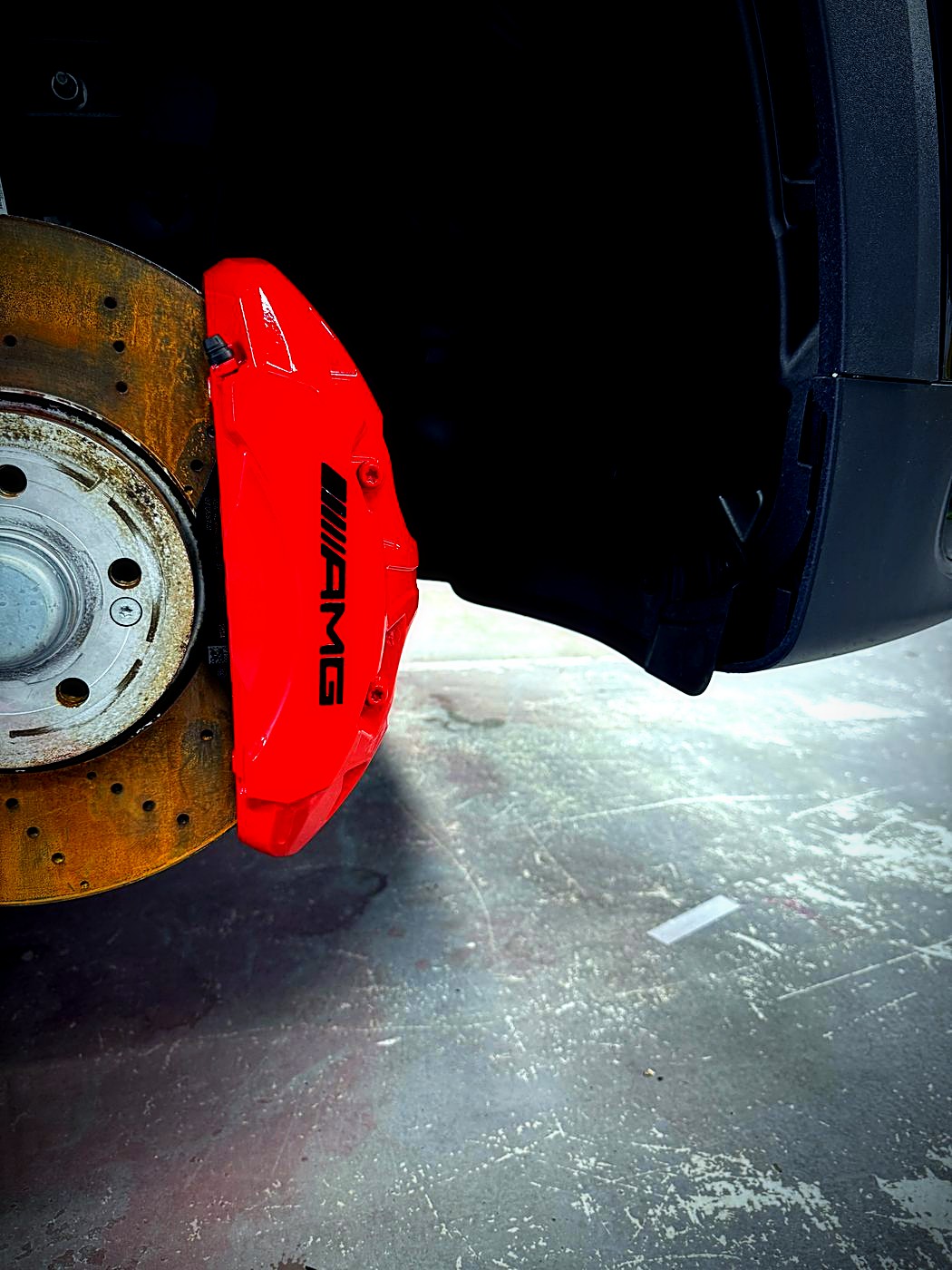 Red AMG caliper reinstalled